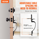 Front Door Handle and Deadbolt Set, Front Door Lock Set with Interior Knob, Adjustable Hole Spacing Single Cylinder Handleset, for Right and Left Handed Entrance, Brushed Oil Rubbed Bronze