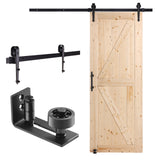Barn Door and Hardware Kit, 30in x 84in Wood Sliding Barn Door, Smoothly and Quietly, Barn Door Kit with 8-in-1 Floor Guide and Door Handle, Spruce Wood Panelled Slab, Easy to Install