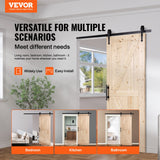 Barn Door and Hardware Kit, 30in x 84in Wood Sliding Barn Door, Smoothly and Quietly, Barn Door Kit with 8-in-1 Floor Guide and Door Handle, Spruce Wood Panelled Slab, Easy to Install