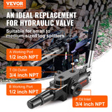 Hydraulic Log Splitter Valve 1 Spool, 25 GPM Hydraulic Directional Control Valve, 3626PSI Hydraulic Loader Valve, Hydraulic Joystick Control Valve for Small Tractors, Loaders, Log Splitter