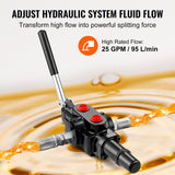 Hydraulic Log Splitter Valve 1 Spool, 25 GPM Hydraulic Directional Control Valve, 3626PSI Hydraulic Loader Valve, Hydraulic Joystick Control Valve for Small Tractors, Loaders, Log Splitter