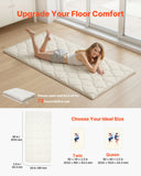 Japanese Tatami Mat, Twin Size Foldable Japanese Tatami Mattress, Futon Mattress with Storage Bag  Fastener, 9-Layer Floor Mat for Sleeping, Dormitory, Meditation, Yoga, 80 x 39 x 2.5 in, White