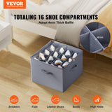 Under Bed Shoe Storage Organizer, 1 Pack, 16 Compartments, Underbed Shoe Box Storage Containers Adjustable Dividers, Sandal Organizer Storage with Clear Window, Breathable, Reinforced Handles
