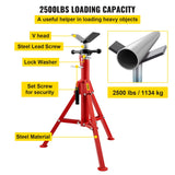 V Head Pipe Stand 1/8\in-12\in Capacity,Adjustable Height 28\in-52?,Pipe Jack Stands 2500 lb. Load Capacity,Portable Folding Pipe Stands, Carbon Steel Body More Durable