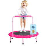36in Kids Trampoline, 3FT Indoor Outdoor Trampoline, Foldable Mini Trampoline with Handle, Rebounder Trampoline for Toddlers, Birthday Gift for 3+ Years Children, Boys Girls for Fun, Pink