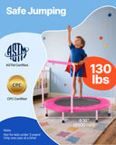 36in Kids Trampoline, 3FT Indoor Outdoor Trampoline, Foldable Mini Trampoline with Handle, Rebounder Trampoline for Toddlers, Birthday Gift for 3+ Years Children, Boys Girls for Fun, Pink