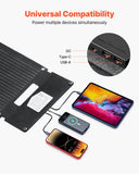 30W Foldable Solar Panel Charger, 16BB N-Type Monocrystalline Solar Panel 24% Efficiency, Ultra-Light Portable with USB-A, USB-A (QC3.0)  Type-C Ports for Camping, Backpacking, Phones, Tablets