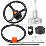 Outboard Steering System 10 Boat Steering Cable 10 Feet Marine Steering System Shaft with 13.5 Inch Wheel for Yachts and Waterborne Vehicles