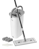 Mop and Bucket with Wringer Set, Wet  Dry Use, Flat Mop and Bucket System with 3 Washable Microfiber Pads, Flat Mop with Stainless Steel Handle, Mop Bucket Set for Hardwood Tile Vinyl