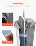 Mop and Bucket with Wringer Set, Wet  Dry Use, Flat Mop and Bucket System with 3 Washable Microfiber Pads, Flat Mop with Stainless Steel Handle, Mop Bucket Set for Hardwood Tile Vinyl