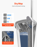 Mop and Bucket with Wringer Set, Wet  Dry Use, Flat Mop and Bucket System with 3 Washable Microfiber Pads, Flat Mop with Stainless Steel Handle, Mop Bucket Set for Hardwood Tile Vinyl