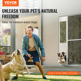 Dog Door for Sliding Glass Door, 75 7/8in-80 11/16in Adjustable Height Doggy Door for Sliding Doors, Aluminum Frame Tempered Glass Pet Door with Hinge Structure Flap and Lock for Small-Sized Dogs