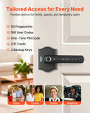 Fingerprint Door Lock Set, Electronic Biometric Knob Keyless Entry Door Lock with Handle, Auto Locking, One-Time Code, Anti-Peeking Password, Easy Installation, for Home, Apartment, Matte Black