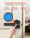 Fingerprint Door Lock Set, Electronic Biometric Knob Keyless Entry Door Lock with Handle, Auto Locking, One-Time Code, Anti-Peeking Password, Easy Installation, for Home, Apartment, Matte Black