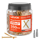 Wood Screws 350 PCS, #10 x 3-Inch Anti-Rust Coated, Exterior Deck Screw Torx/T25 Star Drive, Metal Rust-Resistant Outdoor Decking Screws with 2 Screw Connectors, for Decking Fencing Framing
