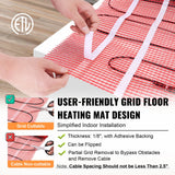 Floor Heating Mat,100Sq.ft. 14¨H-113¨H Electric Radiant Floor Heated Warm System with Digital Floor Sensing Thermostat, 110-120V Includes Installation Monitor, Adhesive Back for Easy Installation