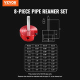 8Pcs PVC Pipe Reamer Kit, 8-Piece, Plastic Pipe Fitting Socket Saver Kit, Includes 1/2, 3/4in, 1in, 1-1/4, 1-1/2in, 2in, 3in, 4, for PVC, CPVC, ABS Fittings, for Exhaust, Drain, Water Pipes Cleaning