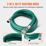 Suction Hose Kit for Water Pump, with 2 in x 50 ft Blue Backwash Hose, 20 ft Green Suction Hose, and Steel Round Hole Strainer, Camlocks, Clamps, Cam  Groove Adapter, for Multiple Purposes