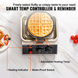 Commercial Waffle Maker, 1 Piece per Batch, 1300W Round Waffle Iron, Non-Stick Waffle Baker Machine with 122-572¨H / 50-300¡æ Temp Range Teflon-Coated Baking Pans Stainless Steel Body, 120V
