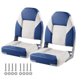 Boat Seats, 21.85in High Back Boat Seat, Folding Boat Chair with Thickened Sponge Padding and Hinge, Fold-Down Boat Captain Chairs for Fishing Boat, Sightseeing Boat, Speedboat, Canoe, 2-Pack