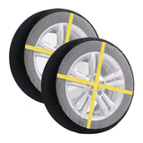 Thickened Snow Socks for Tires, Full Coverage Tire Socks with Polyester Fiber, Snow Traction Tire Cover for Car, SUV, Pickup and Truck (Pack of 2)-Large
