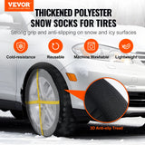 Thickened Snow Socks for Tires, Full Coverage Tire Socks with Polyester Fiber, Snow Traction Tire Cover for Car, SUV, Pickup and Truck (Pack of 2)-Large