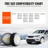 Thickened Snow Socks for Tires, Full Coverage Tire Socks with Polyester Fiber, Snow Traction Tire Cover for Car, SUV, Pickup and Truck (Pack of 2)-Large