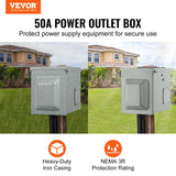 50 Amp RV Power Outlet Box, 125/250 Volt, Enclosed Lockable Outdoor RV Receptacle Box, NEMA 14-50R Weatherproof Electrical Panel, for RV Camper Trailer Motorhome