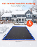 Pool Cover Water Bags, 5 Packs 10 Ft, Double Chamber Pool Cover Water Tubes, 0.4mm Thick PVC Bags Weights with Leakproof Screw Cap, for Inground Swimming-Pool Covers Winter Closing, Blue