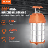 LED Portable Work Lamp, 150W, 20000lm, 5000K Durable  Water-Resistant, Linkable up to 6 Units, Ceiling or Stand Job Site Illumination for Both Indoor  Outdoor Use