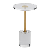Clear Acrylic End Table, Acrylic Side Table with a Solid Base, 11.9 x 11.9 inch Round Tabletop, 21.4 inch High, for Coffee, Drink, Food, Snack used in Living Room, Bedroom, and Study