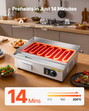 Commercial Electric Griddle, 21 x 11.8 inch, 1750W, 122-570F Adjustable Temp Control, Stainless Steel Countertop Flat Top Grill with 2 Spatulas, 2 Brushes and 4 Foot Pads, for Steak, Pancake