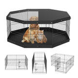 Dog Playpen, 8 Panels Foldable Metal Dog Exercise Pen with Top Cover and Bottom Pad, 24in H Pet Fence Puppy Crate Kennel, Indoor Outdoor Dog Pen for Small Medium Pets, for Camping, Yard
