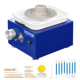 Mini Pottery Wheel, for Kids or Beginners, 2 Turntables 2.6in/3.9in Ceramic Wheel Machine, Adjustable 0-300RPM Speed ABS Detachable Basin, 17 Pottery Accessories, Work Art Craft DIY, 30W, Blue