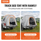 Truck Bed Tent, 5.5-6 Pickup Truck Tent with Rain Layer and Carry Bag, Waterproof PU2000mm Double Layer Truck Tent for Camping, Accommodate 2-3 Person, for Camping Traveling Outdoor Activities