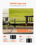 A-Frame Trailer Jack, 5000 lbs Dynamic Load Capacity, Trailer Jack Stand with Handle  Rectangular Footpad, 15-inch Vertical Travel, Suitable for RV, Horse, Utility Trailers, Yacht Trailers