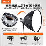 Parabolic Softbox, 33 in / 850 mm, Quick Release and Quick Fold, Lightweight and Portable, Universal Bowens Mount, 4 Lighting Effects, Fits for Professionoal Photography, Daily Filming