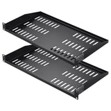 2PCS 1U Server Rack Shelf, 10in/254 mm Depth, 50 lbs Max Load Capacity Vented Cantilever or Wall Mount Rack Mount Shelf with Tray, Good Air Circulation for 19in Network Cabinet or Equipment Rack