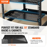 2PCS 1U Server Rack Shelf, 10in/254 mm Depth, 50 lbs Max Load Capacity Vented Cantilever or Wall Mount Rack Mount Shelf with Tray, Good Air Circulation for 19in Network Cabinet or Equipment Rack