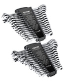 Combination Wrench Set, 30-Piece Ratcheting Wrench Set with Organizer Rack, Cr-V Steel Wrench Set SAE 1/4in to 1in, Metric 8 mm to 24 mm, Ideal for General Household, Garage, Workshop, Emergency