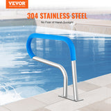 Pool Handrail, 32 x 23 inch Pool Railing, Stainless Steel with Base Plate for Indoor/Outdoor Pools,Swimming Pool Safety Railing for Decks,Rust-Proof Grab Bar with Grip CoverAccessories for Spas