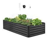 Metal Raised Garden Bed, 6.7 x 3 x 1.5 ft Outdoor Galvalume Planter Garden Box, Open Bottom Design, Large Planter Raised Bed for Growing Vegetables, Flowers, Herbs, and Succulents, Gray