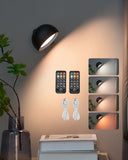 2PCS LED Wall Sconces, Rechargeable Battery Operated Wall Sconces Lamps with Remote Control, 360 Rotation Dimmable Wireless Wall Lights with Adjustable Color Temps, Brightness  4-Level Timer