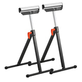 2-Pack Roller Stands, 135 lb Load Capacity, 26.8-42.5 Adjustable Height, Folding Heavy Duty Design with 11.5 in Polished Steel Roller Head, for Table Saw Outfeed Woodworking Extension Support