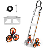 Stair Climbing Cart, 330 lbs Stair-Climb Capacity, Aluminum Alloy Folding Trolley Cart with Telescoping Handle, 6 Wheels and 2 Bungee Cords, Stair Climber Dolly for Home, Groceries, Warehouse