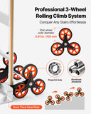 Stair Climbing Cart, 330 lbs Stair-Climb Capacity, Aluminum Alloy Folding Trolley Cart with Telescoping Handle, 6 Wheels and 2 Bungee Cords, Stair Climber Dolly for Home, Groceries, Warehouse