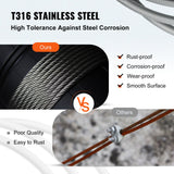 T316 1x19 Stainless Steel Cable 1/8in Cable Rail Wire Rope Aircraft Cable 984FT
