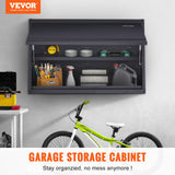 Metal Storage Cabinet, 120lbs Load Capacity per Shelf, 20 Tall Wall-Mounted Powder-Coating Steel Garage Cabinet with Adjustable Shelf, Press to Lock  Open Door, Perfect for Office Home Garage