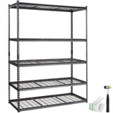 Storage Shelving Unit, 5-Tier Adjustable, 2000 lbs Capacity, Heavy Duty Garage Shelves Metal Organizer Wire Rack, Black, 60in L x 24in W x 78in H for Kitchen Pantry Basement Bathroom Laundry Closet
