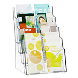 Acrylic Brochure Holder 8.5 x 11 inch, 4-Tier Clear Acrylic Literature Display Stand, Plastic Literature Organizer Flyer Stand  Removable Divider for Office Exhibition, Countertop or Wall Mount